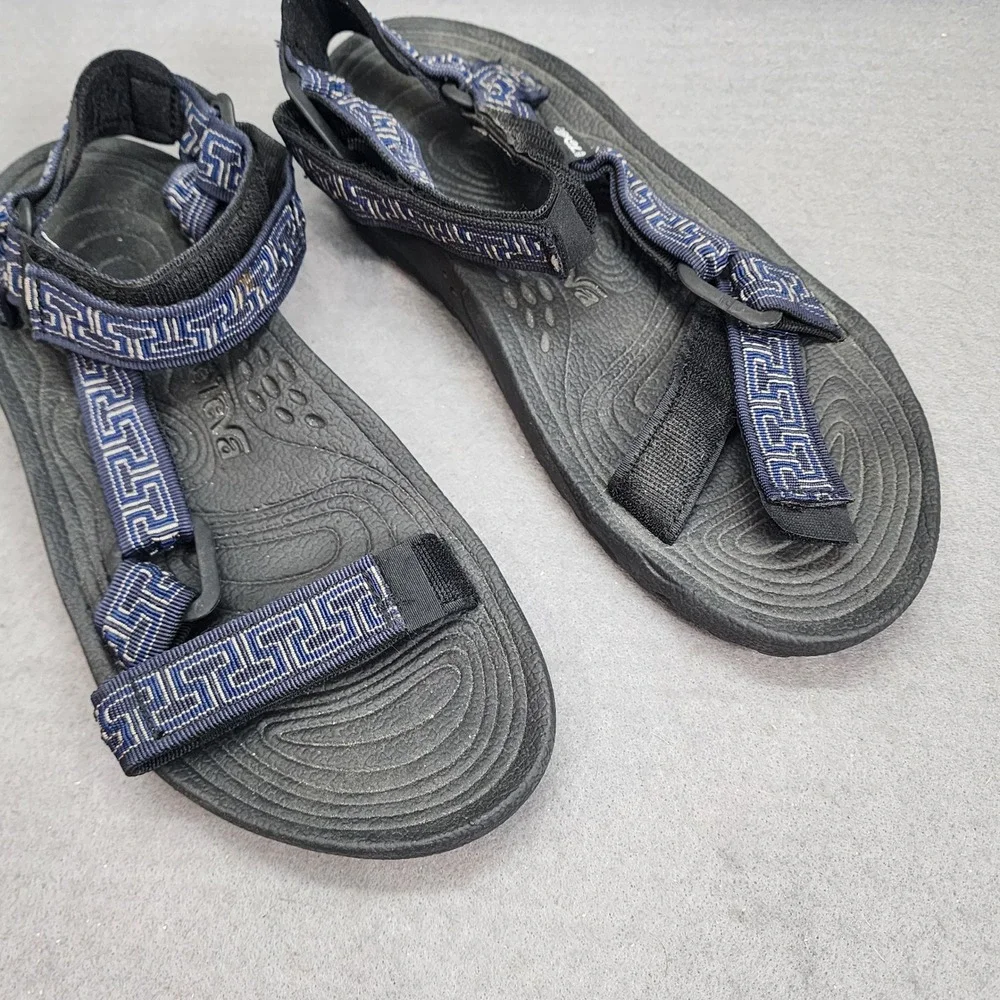 Teva Hurricane Sport Sandals Navy Greek Key Strap Shoc Pad Mens 9